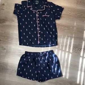 Polo by Ralph Lauren Kids Pajama Set in Navy and Pink